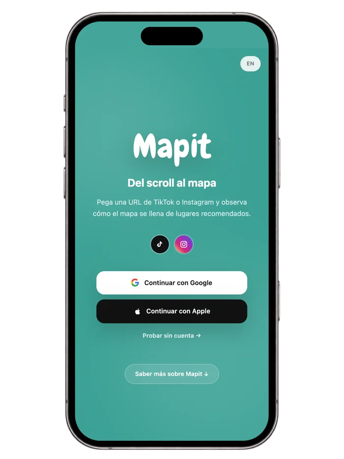 Portada de Mapit en el móvil.
